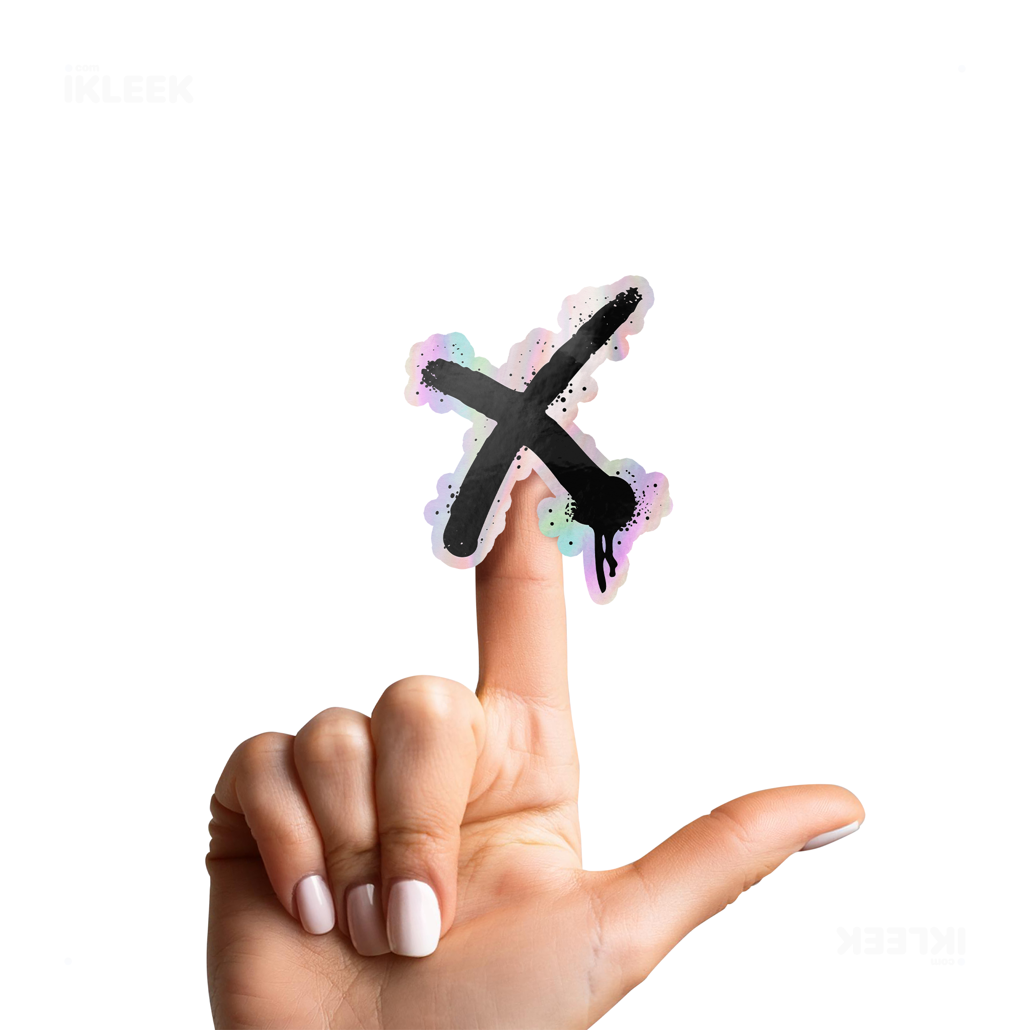 CrossMark Die Cut Holographic Sticker 02