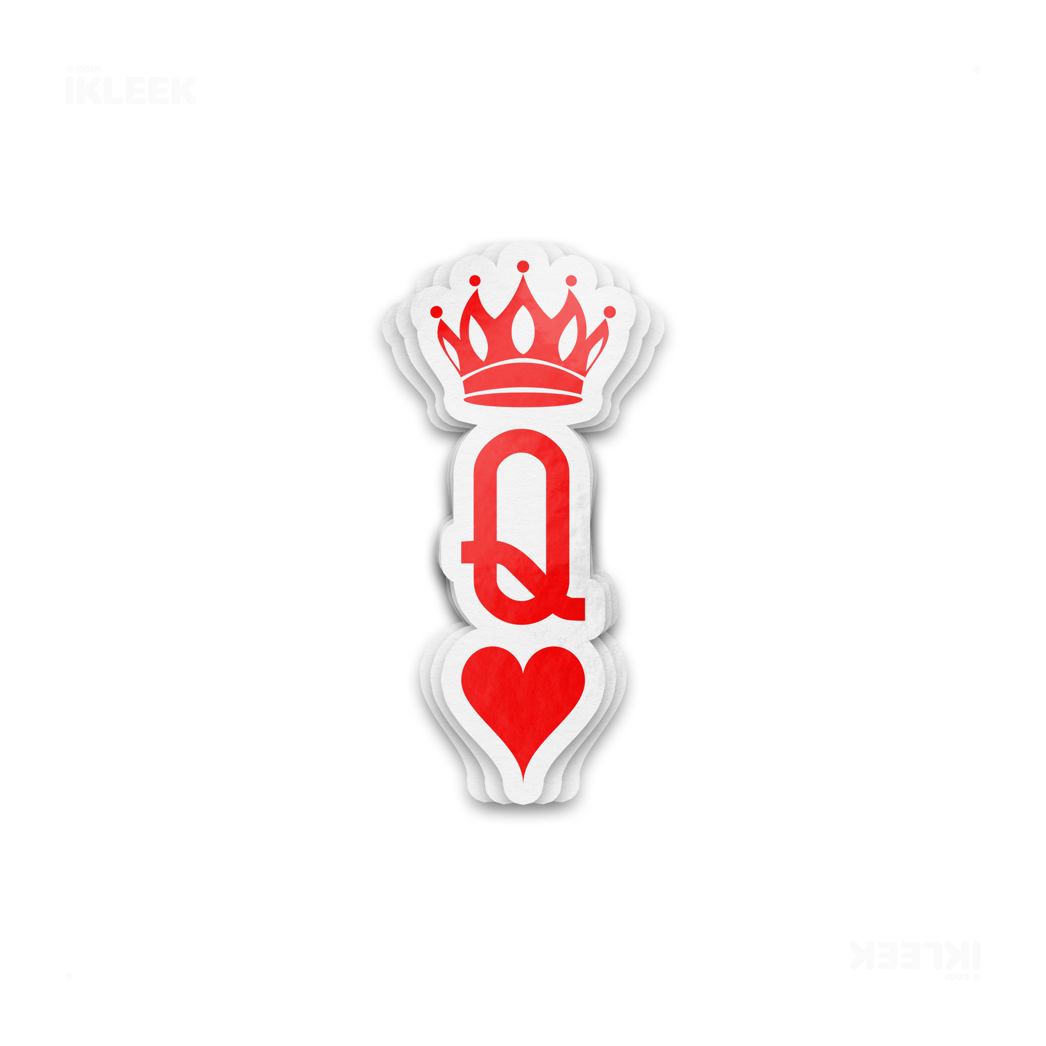 QueenOfHearts Die Cut Outdoor Sticker 01 White