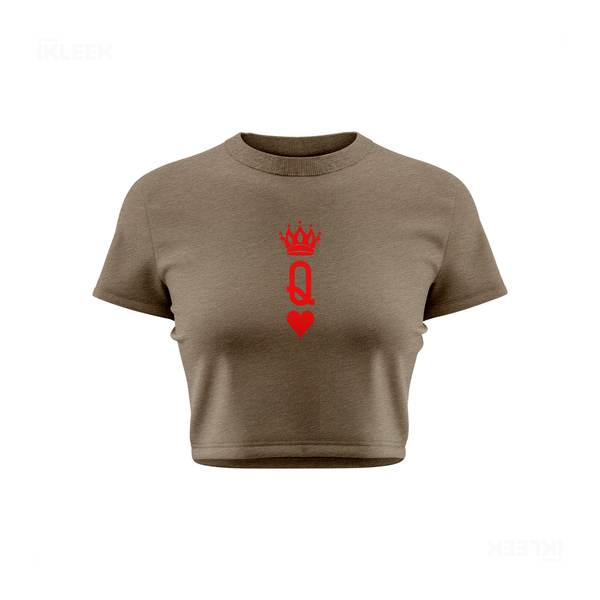 QueenOfHearts Fitted Crop Top 01 Heather Olive