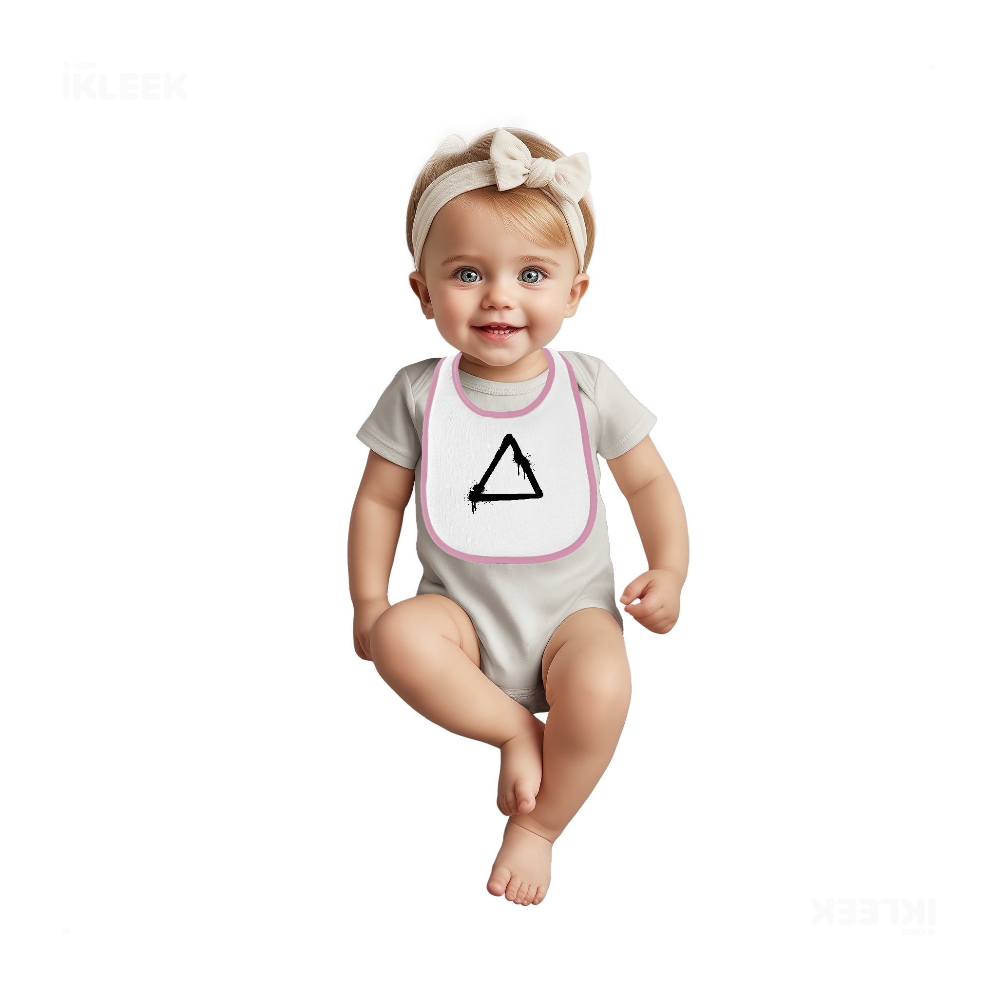 RisingTriangle Baby Bibs 02 White Pink