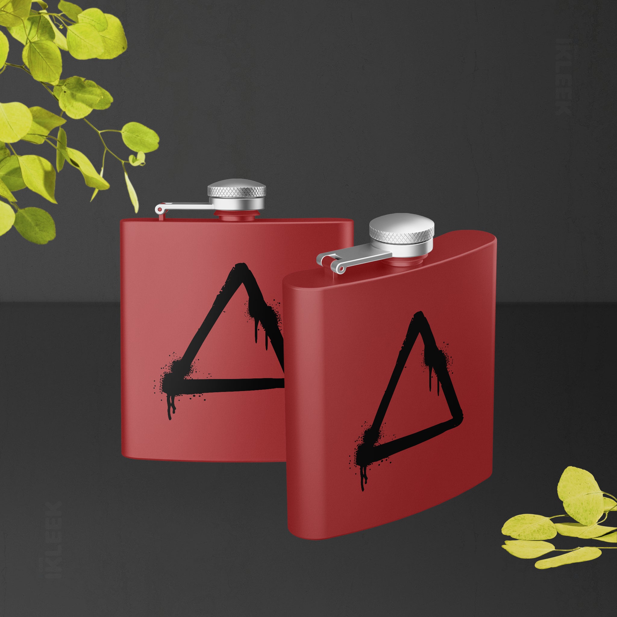RisingTriangle Hip Flasks 02 Red