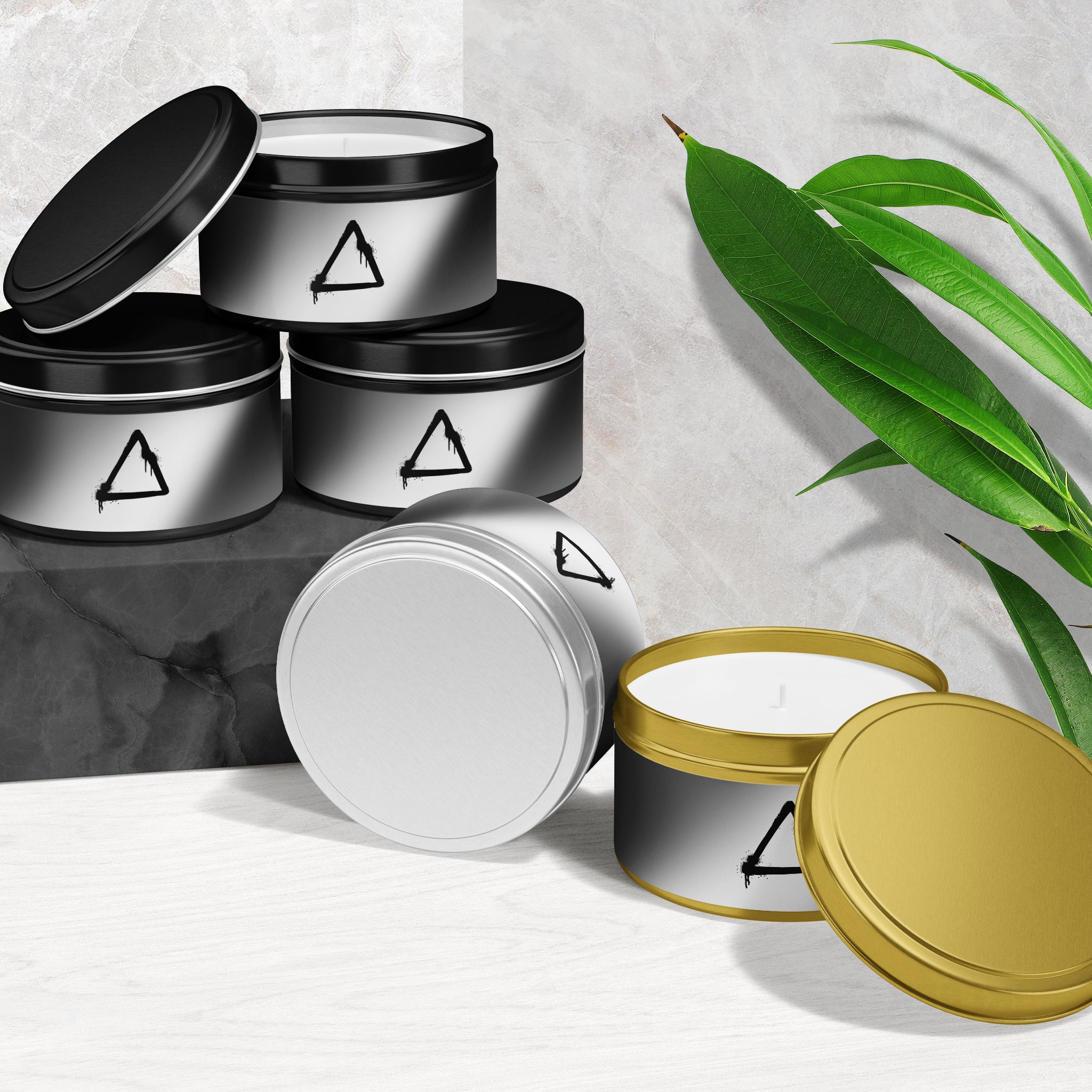 RisingTriangle Tin Candle 02 Black