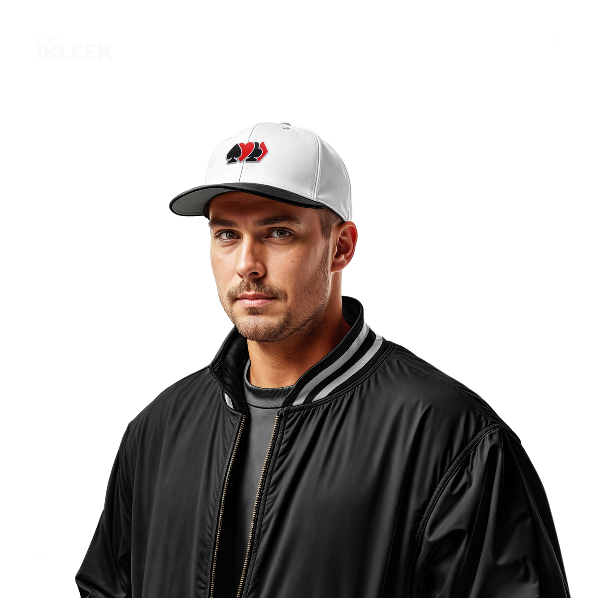 AllSuitsInline Snapback Caps 02 White Black Embroidery