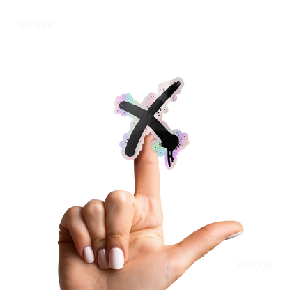 CrossMark Die Cut Holographic Sticker 02