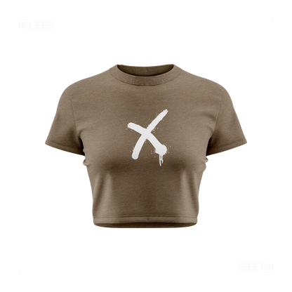 CrossMark Fitted Crop Top 01 Heather Olive