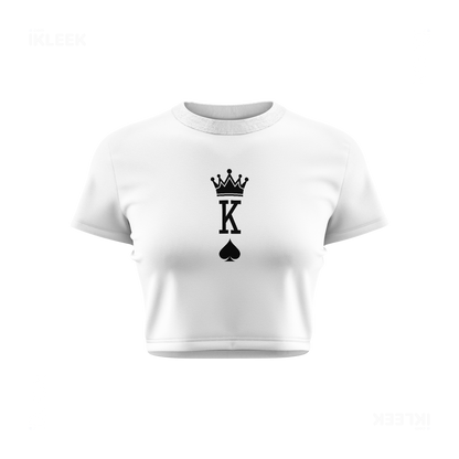 KingOfSpades Fitted Crop Top 01 White