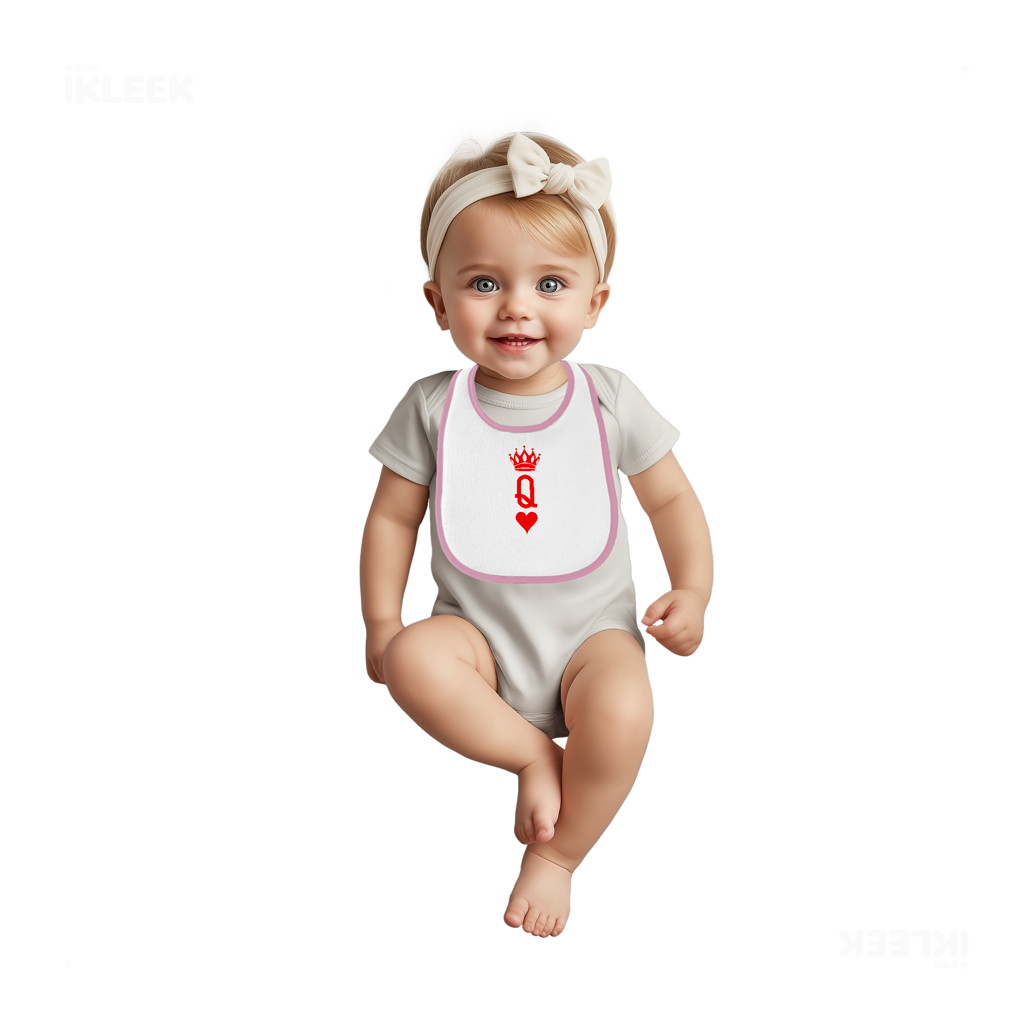QueenOfHearts Baby Bibs 02 White Pink