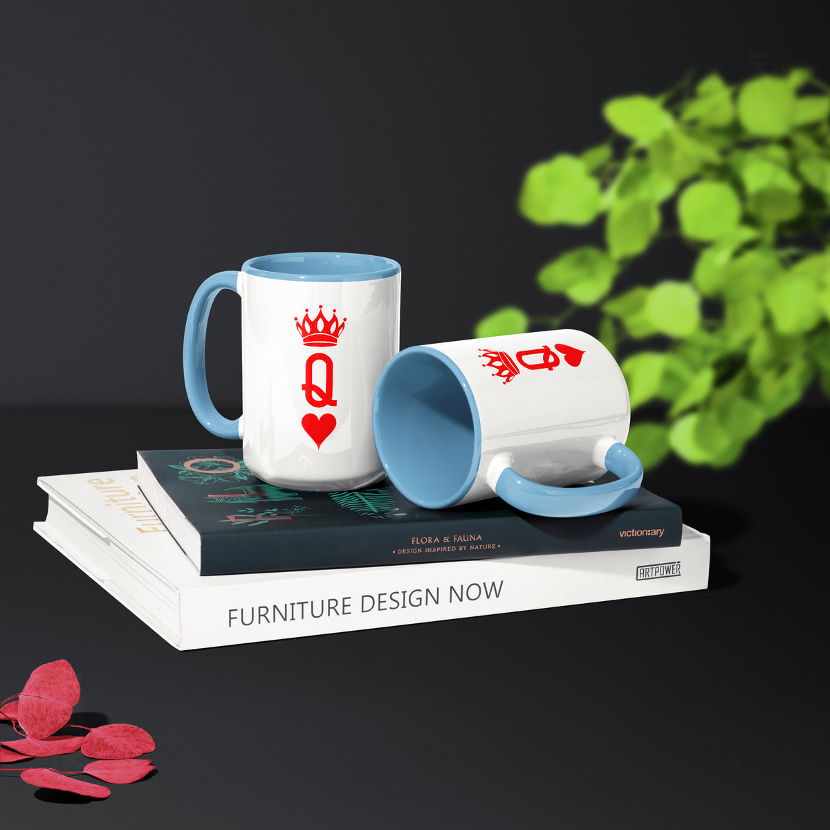 QueenOfHearts Ceramic Mug 02 White Lightblue