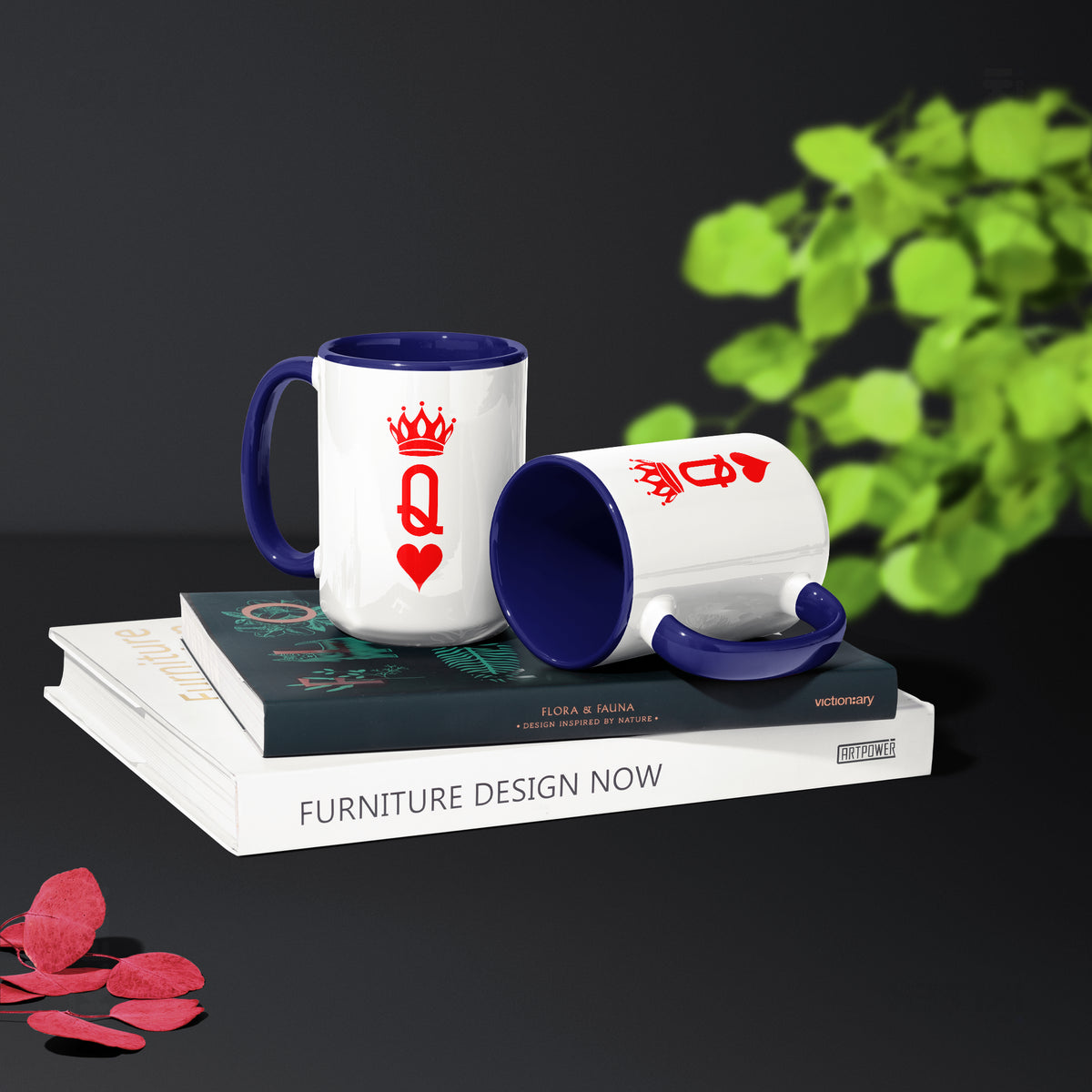 QueenOfHearts Ceramic Mug 02 White Navy