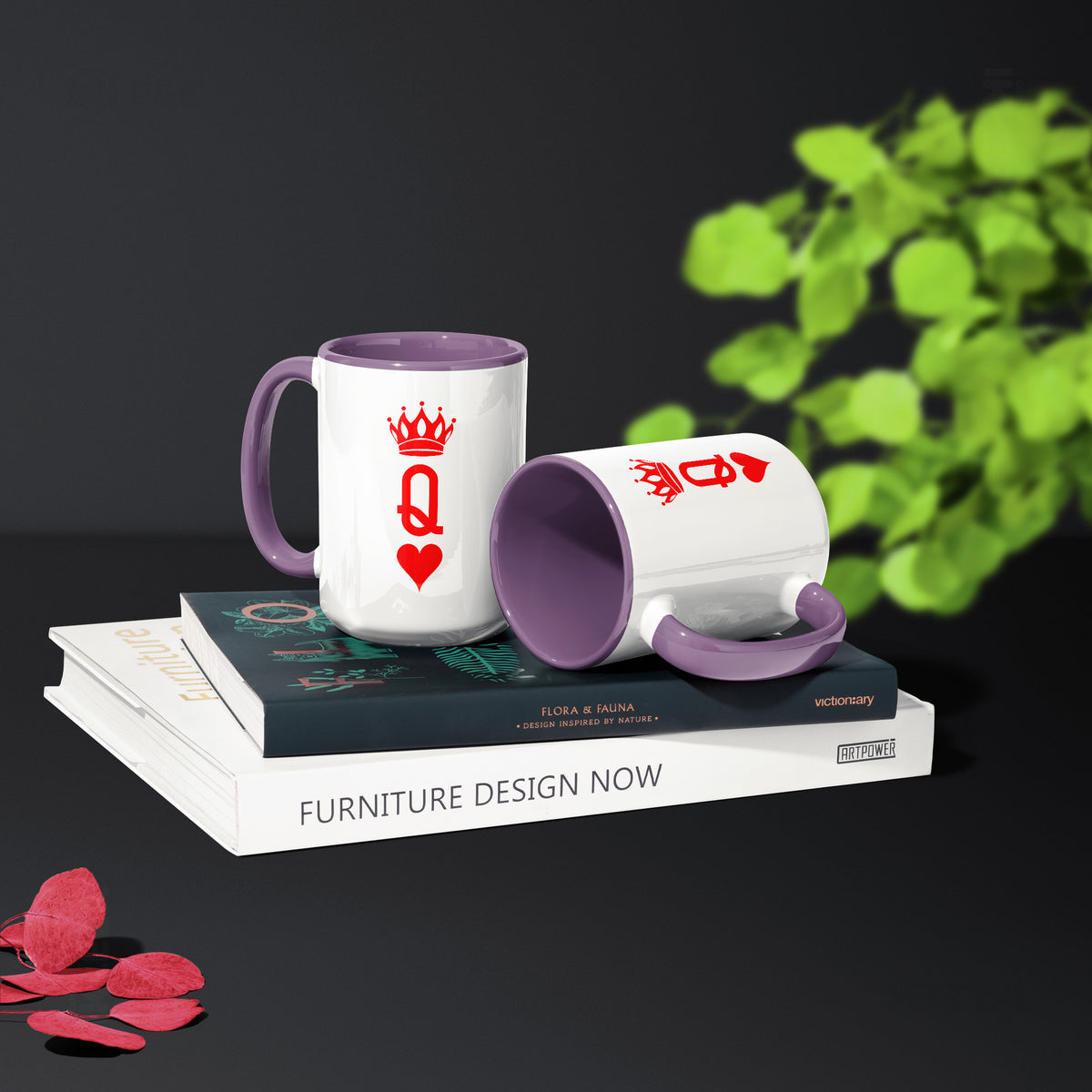 QueenOfHearts Ceramic Mug 02 White Purple