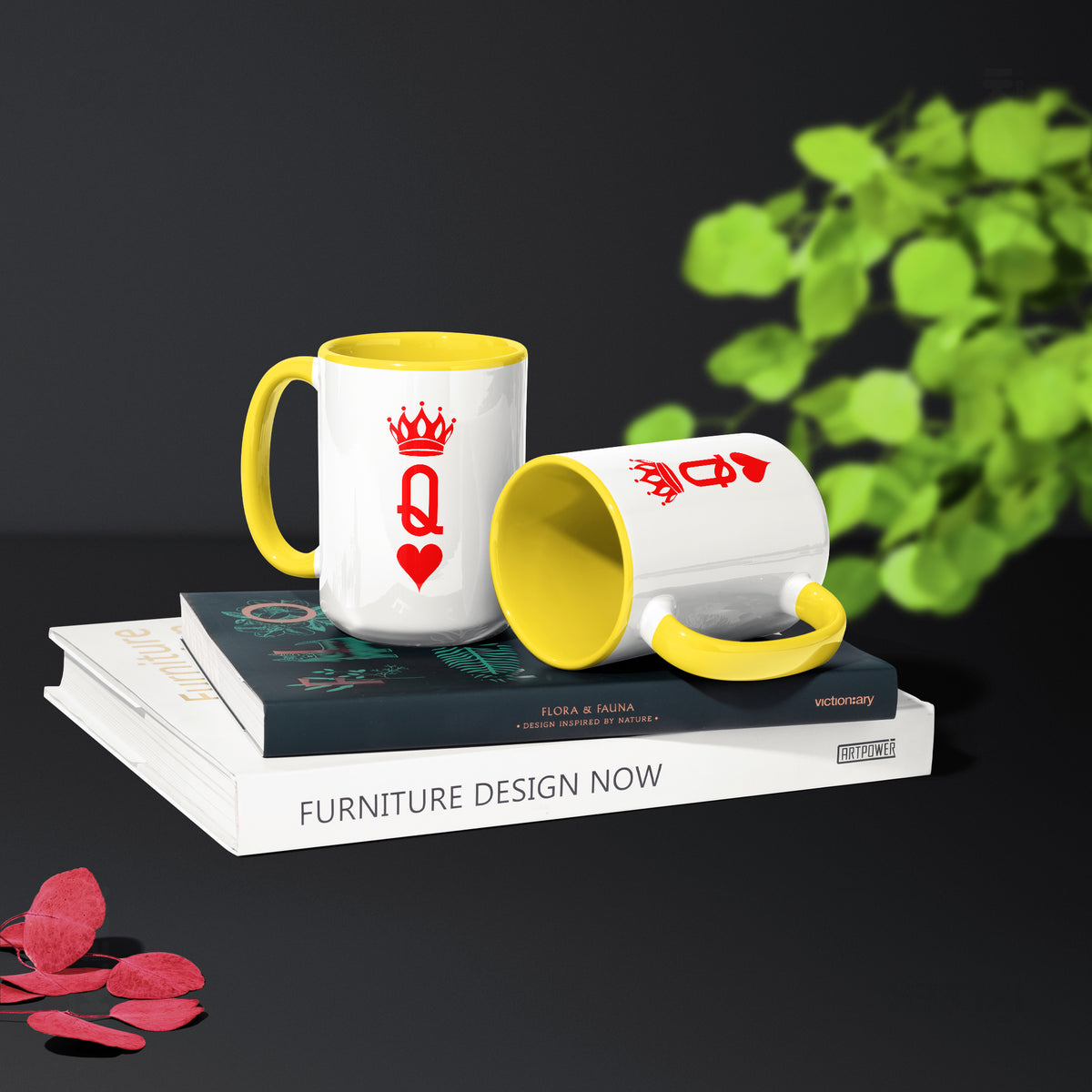 QueenOfHearts Ceramic Mug 02 White Yellow