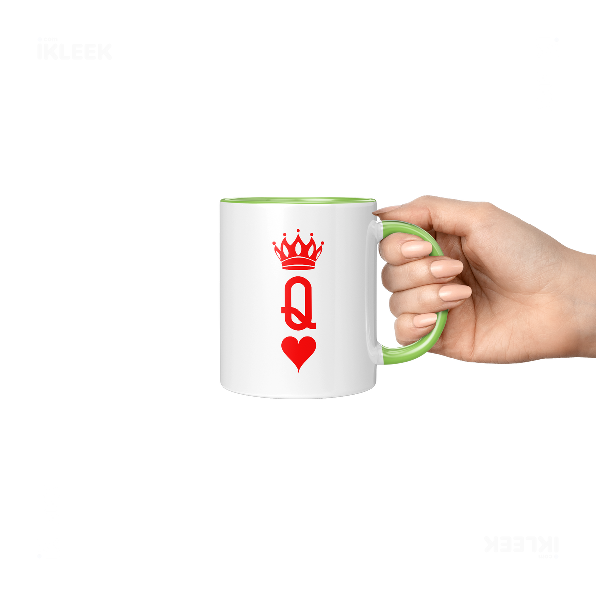 QueenOfHearts Ceramic Mug 06 White Light Green