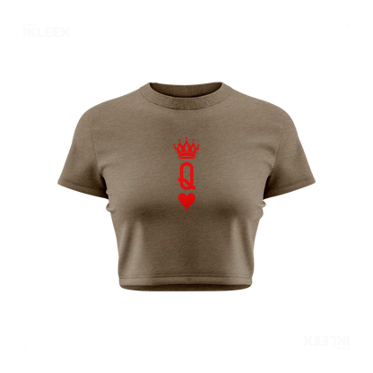 QueenOfHearts Fitted Crop Top 01 Heather Olive