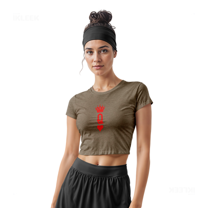 QueenOfHearts Fitted Crop Top 02 Heather Olive