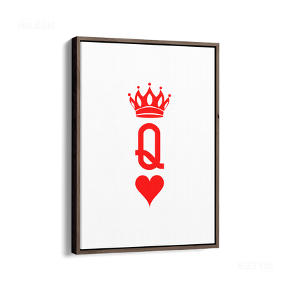 QueenOfHearts Framed Canvas 01 Dark Wood