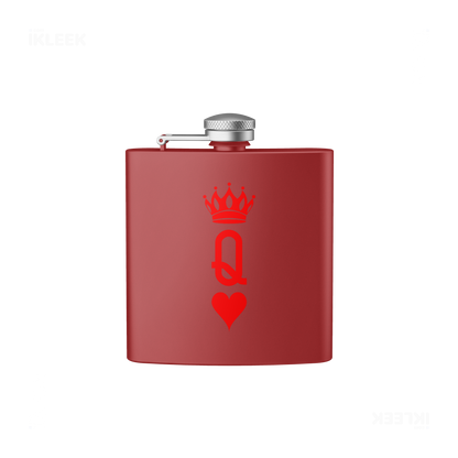 QueenOfHearts Hip Flasks 01 Red