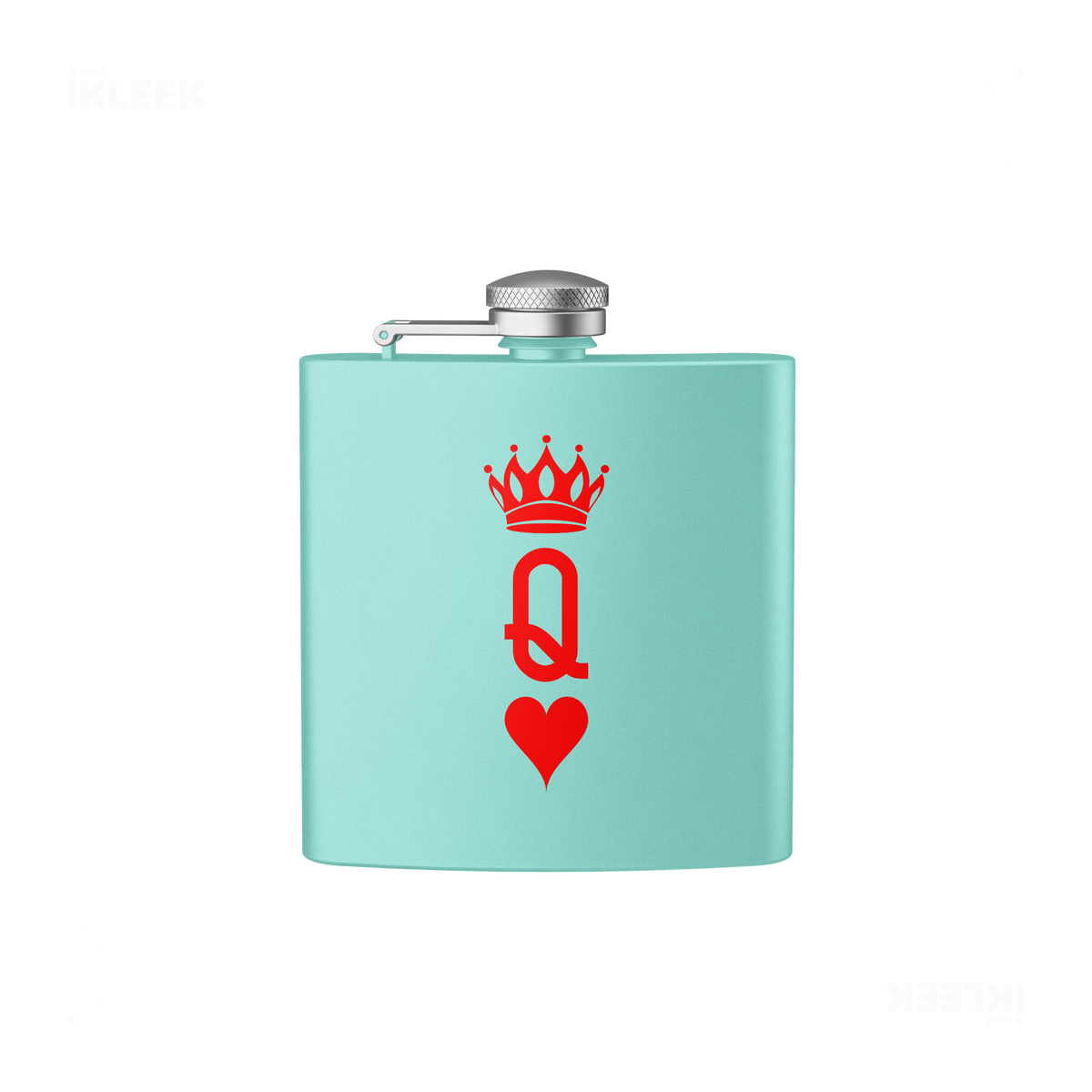 QueenOfHearts Hip Flasks 01 Teal