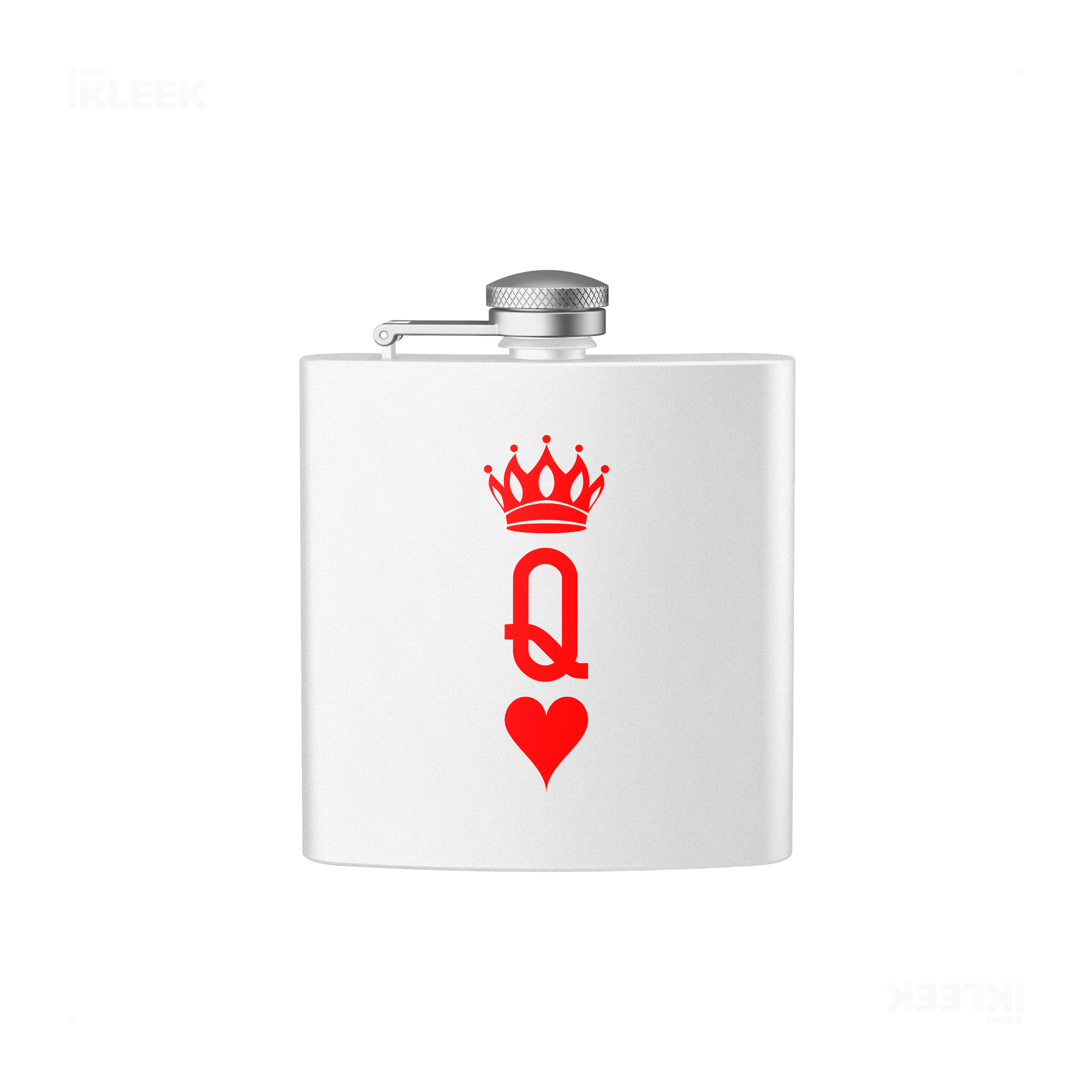 QueenOfHearts Hip Flasks 01 White