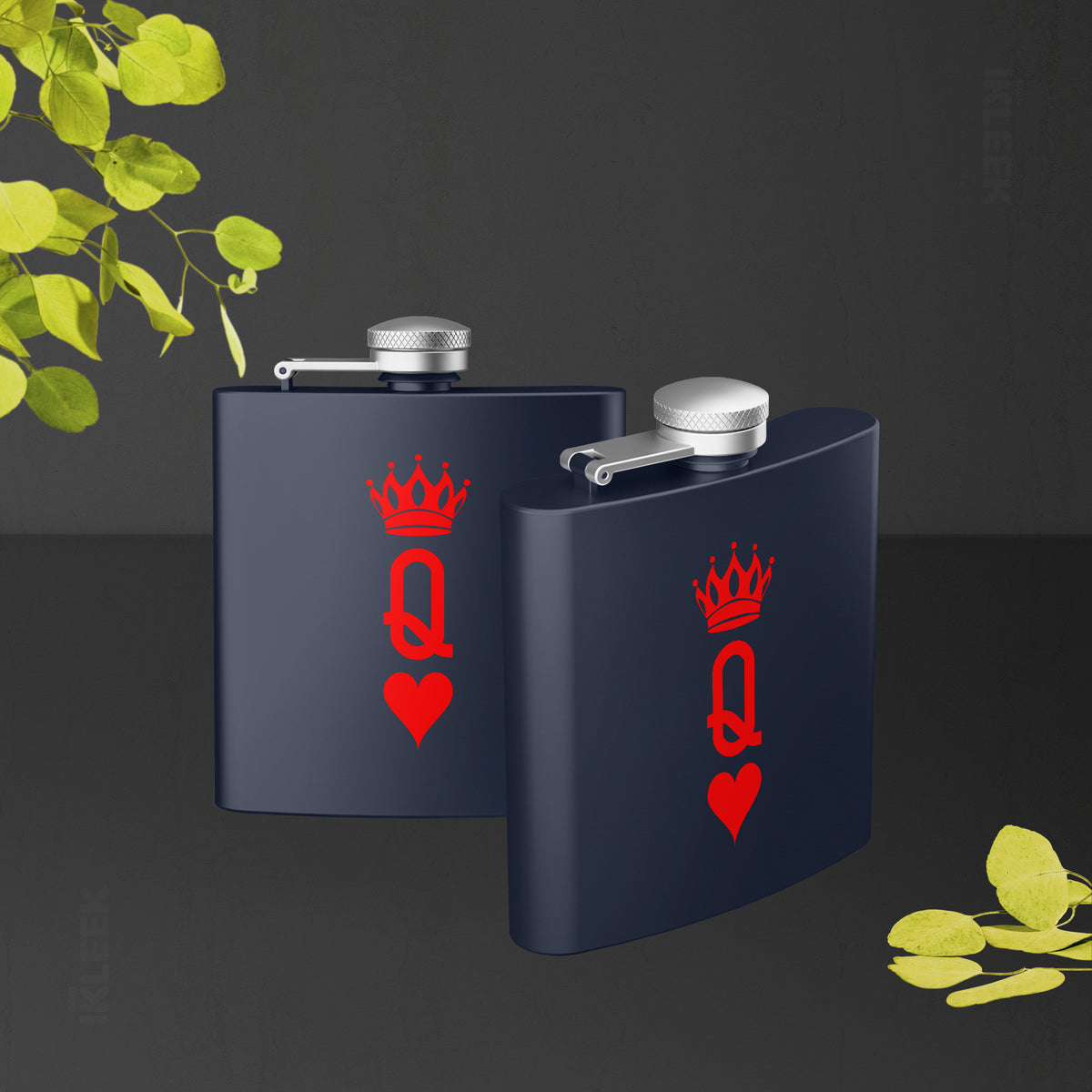 QueenOfHearts Hip Flasks 02 Navy