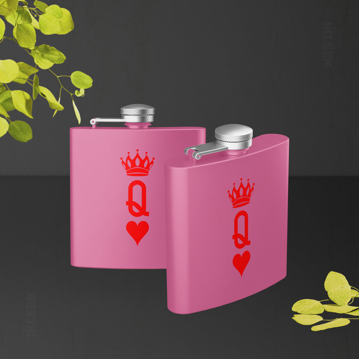 QueenOfHearts Hip Flasks 02 Pink