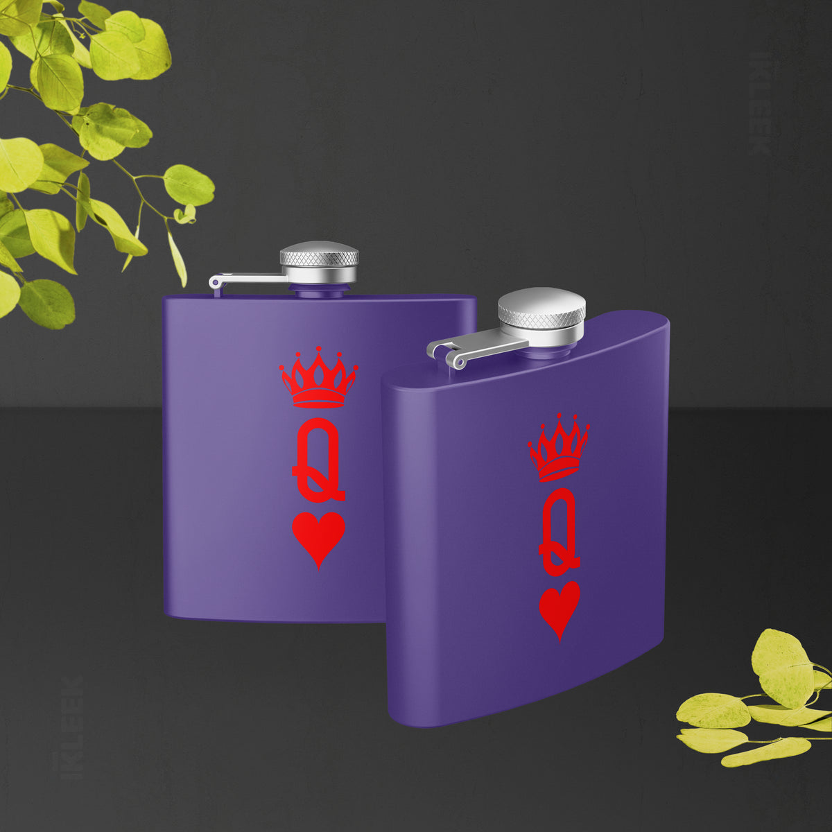 QueenOfHearts Hip Flasks 02 Purple