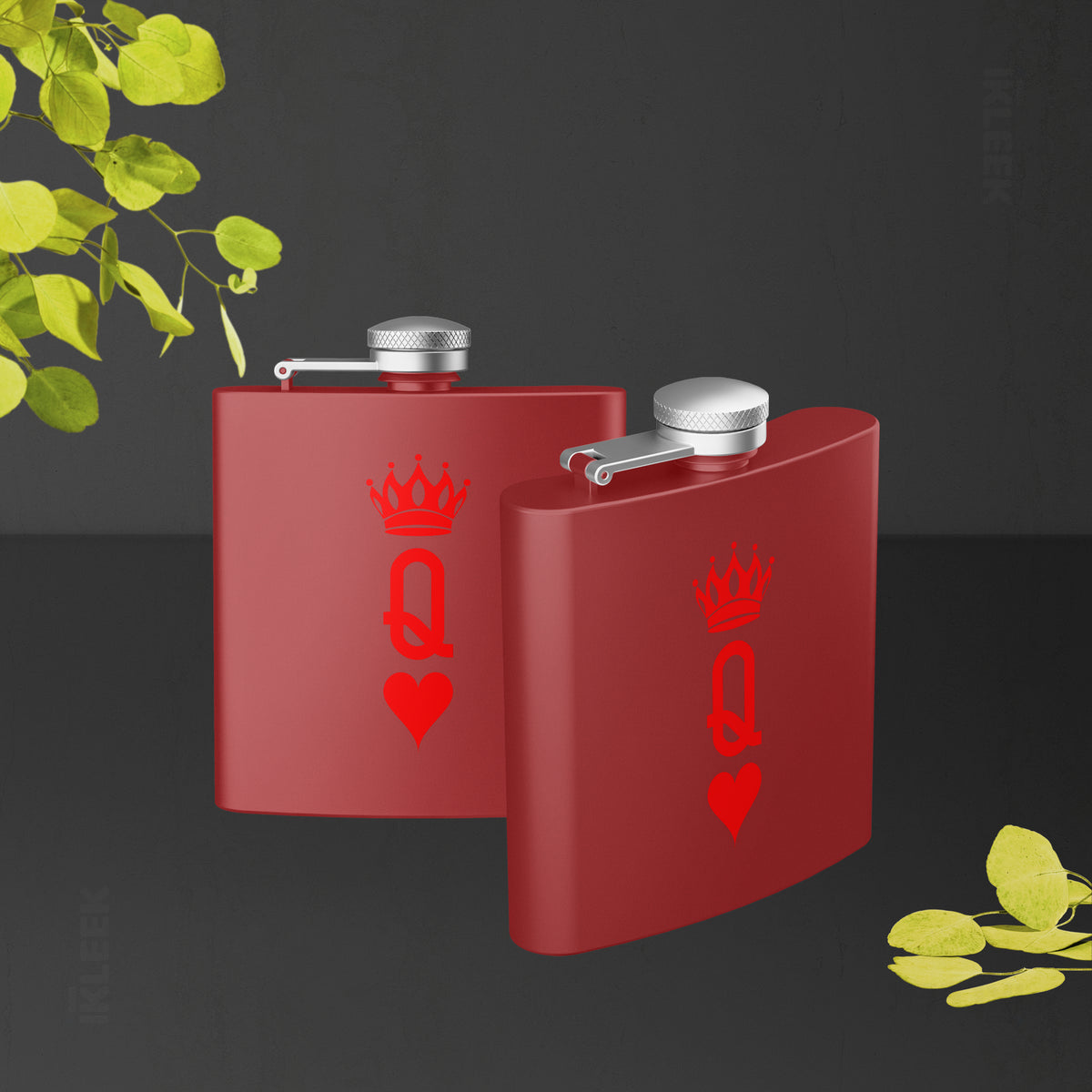 QueenOfHearts Hip Flasks 02 Red