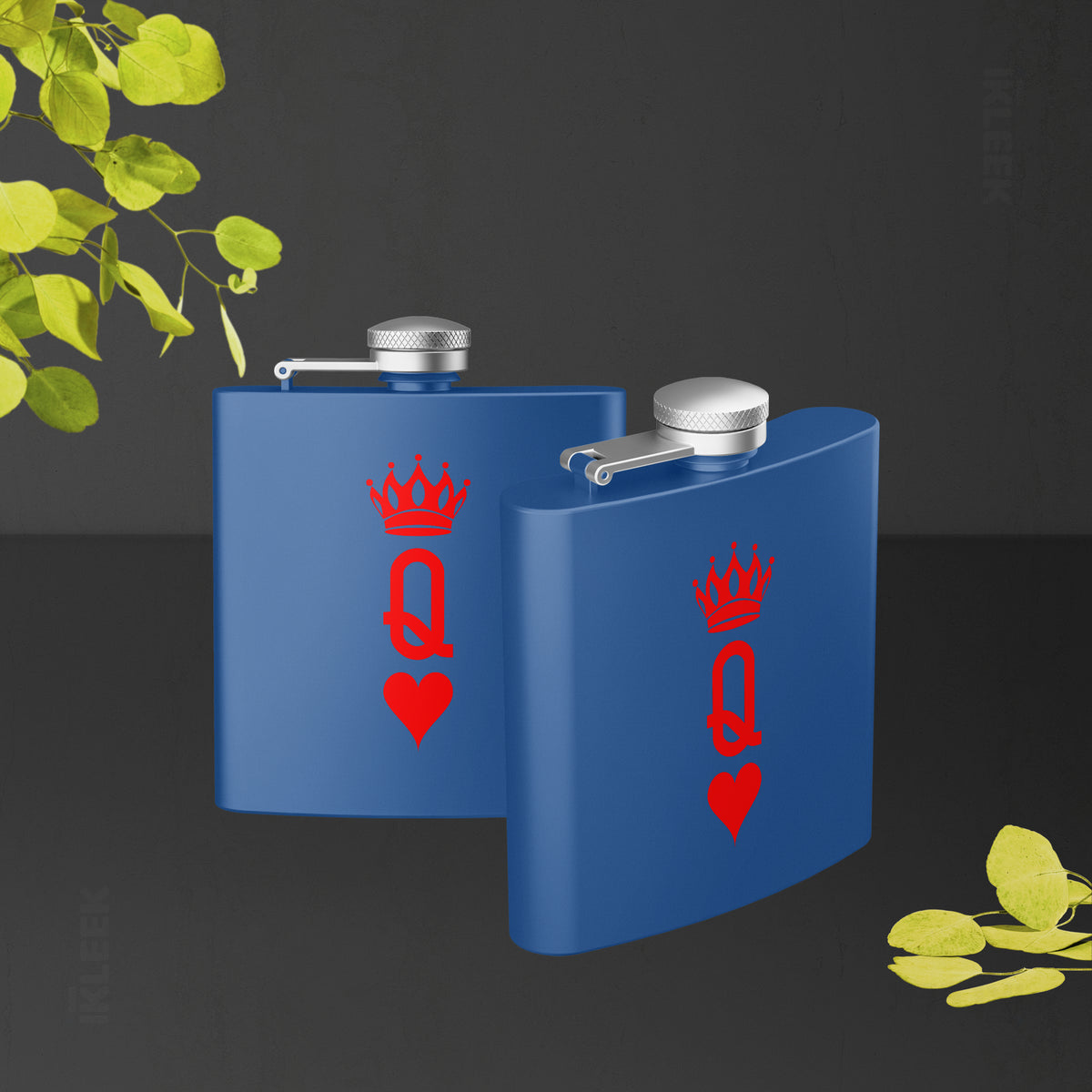 QueenOfHearts Hip Flasks 02 Royal Blue