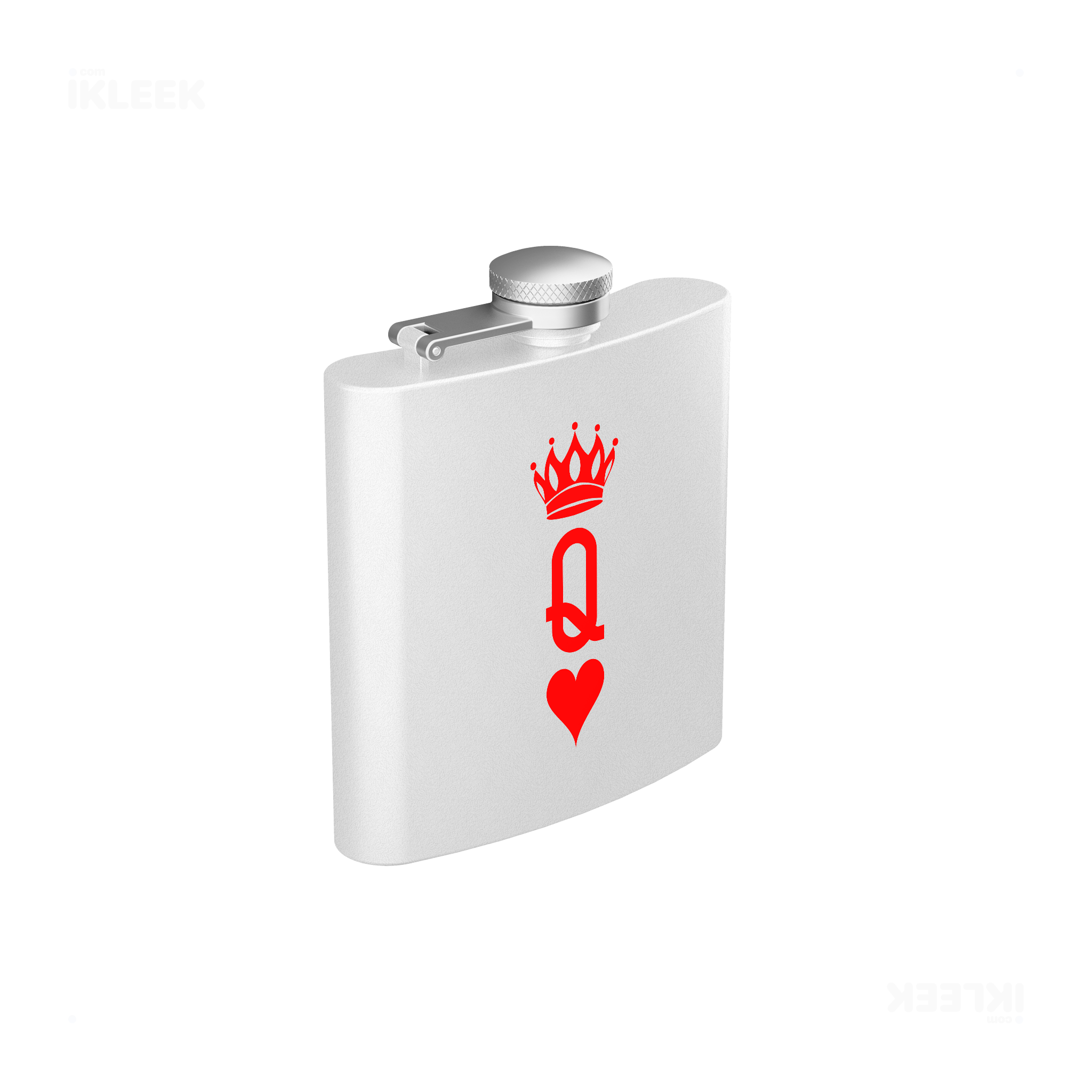 QueenOfHearts Hip Flasks 03 White