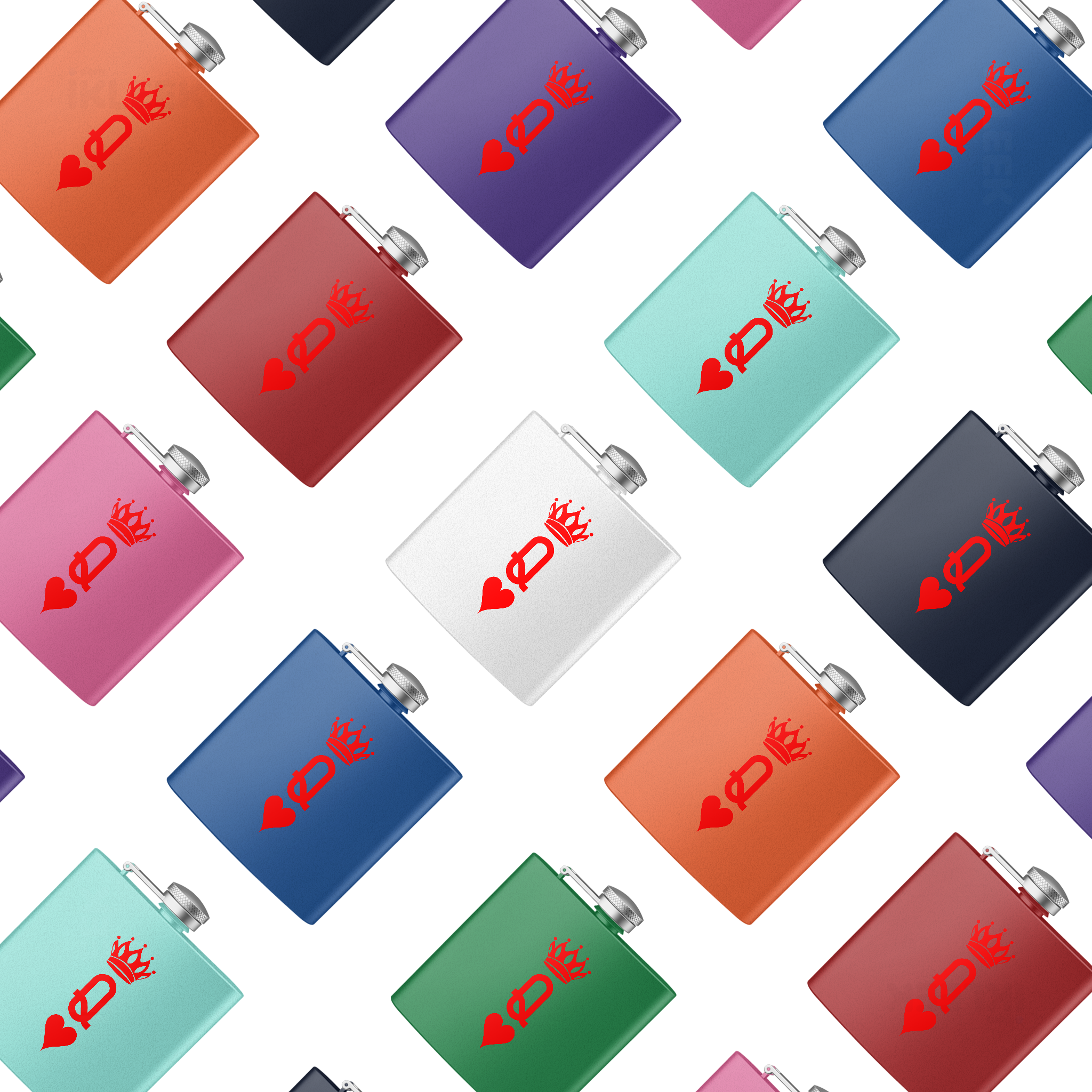 QueenOfHearts Hip Flasks 04 Red