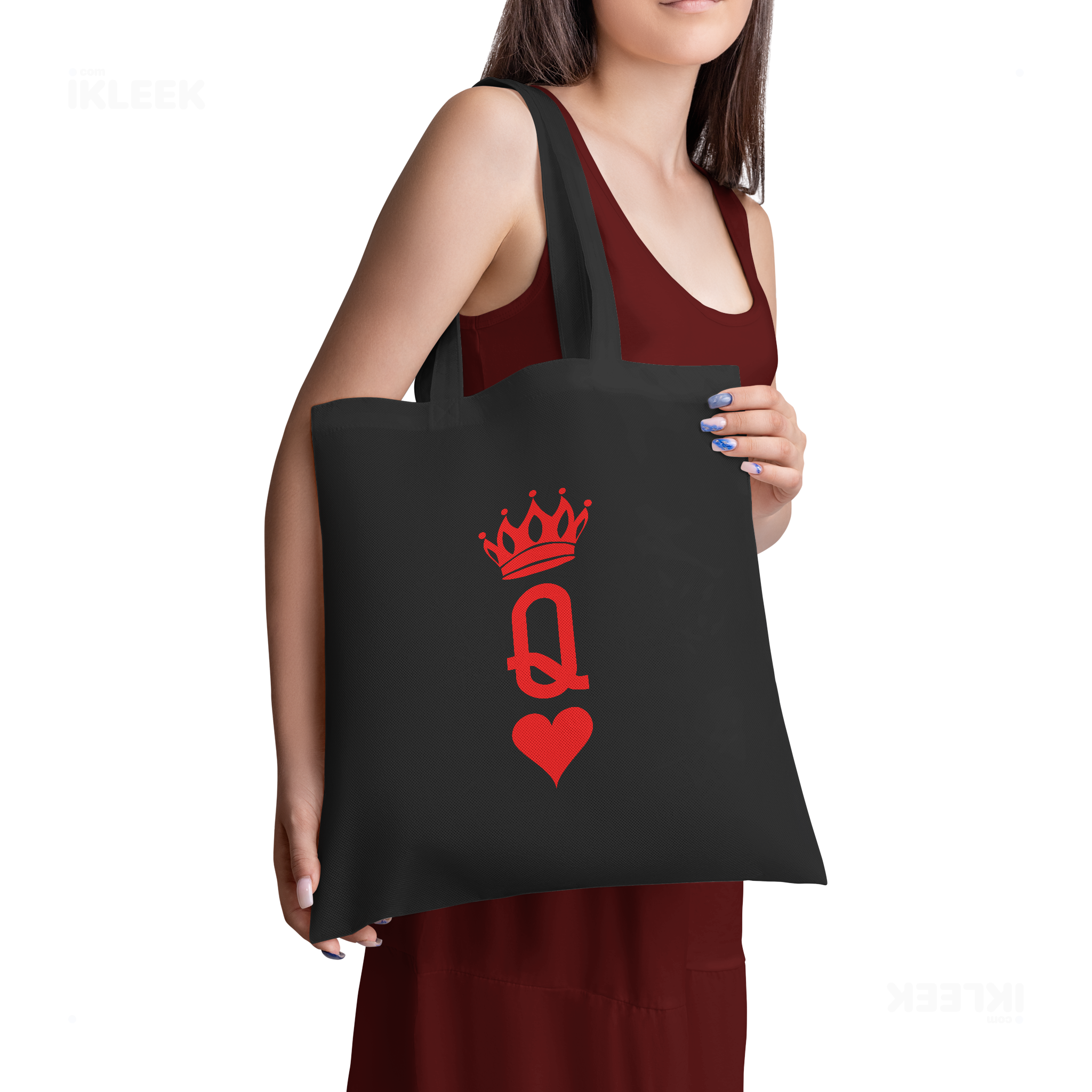 QueenOfHearts Tote Bags 02 Black
