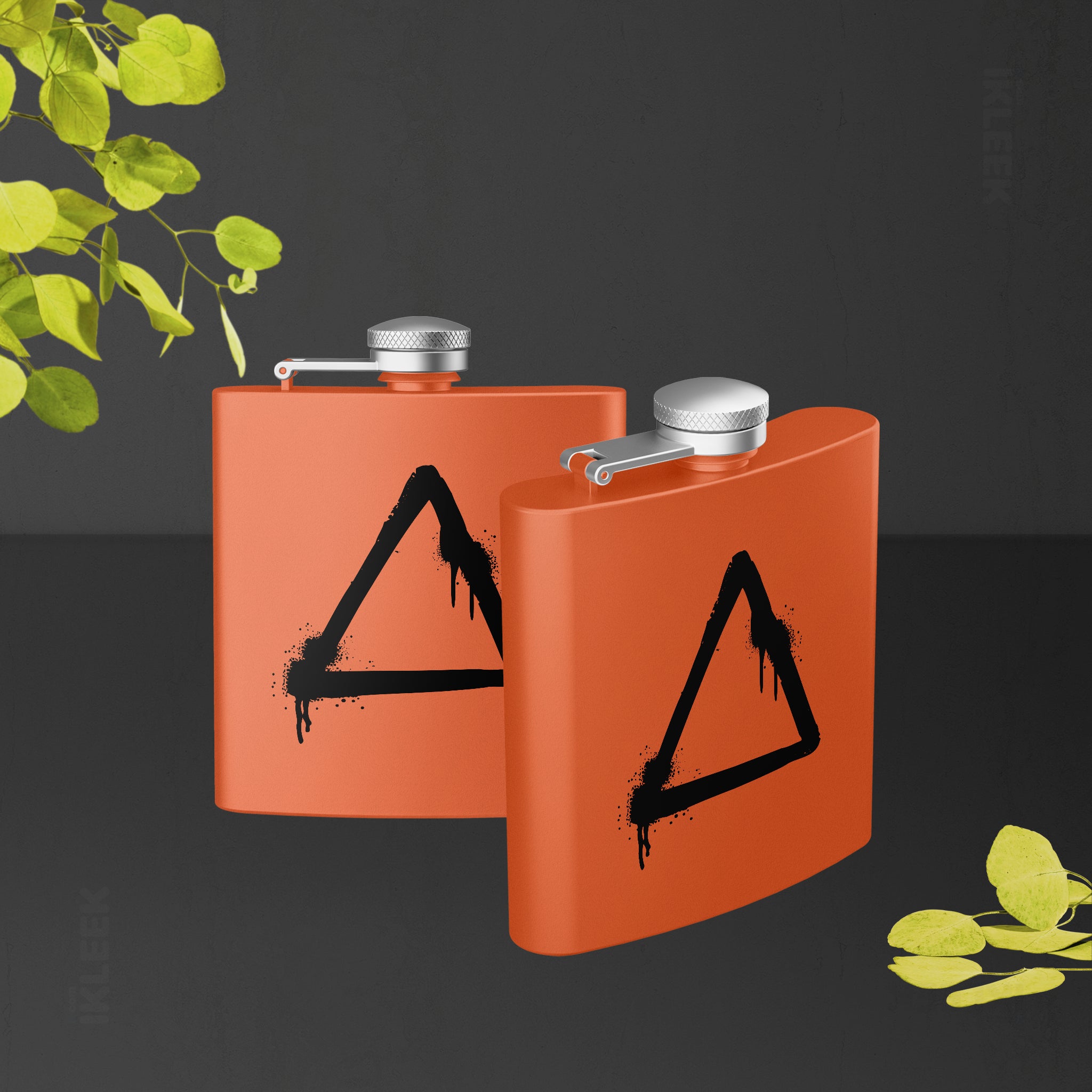 RisingTriangle Hip Flasks 02 Orange