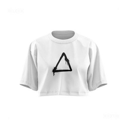 RisingTriangle Over Sized Crop Top 01 White