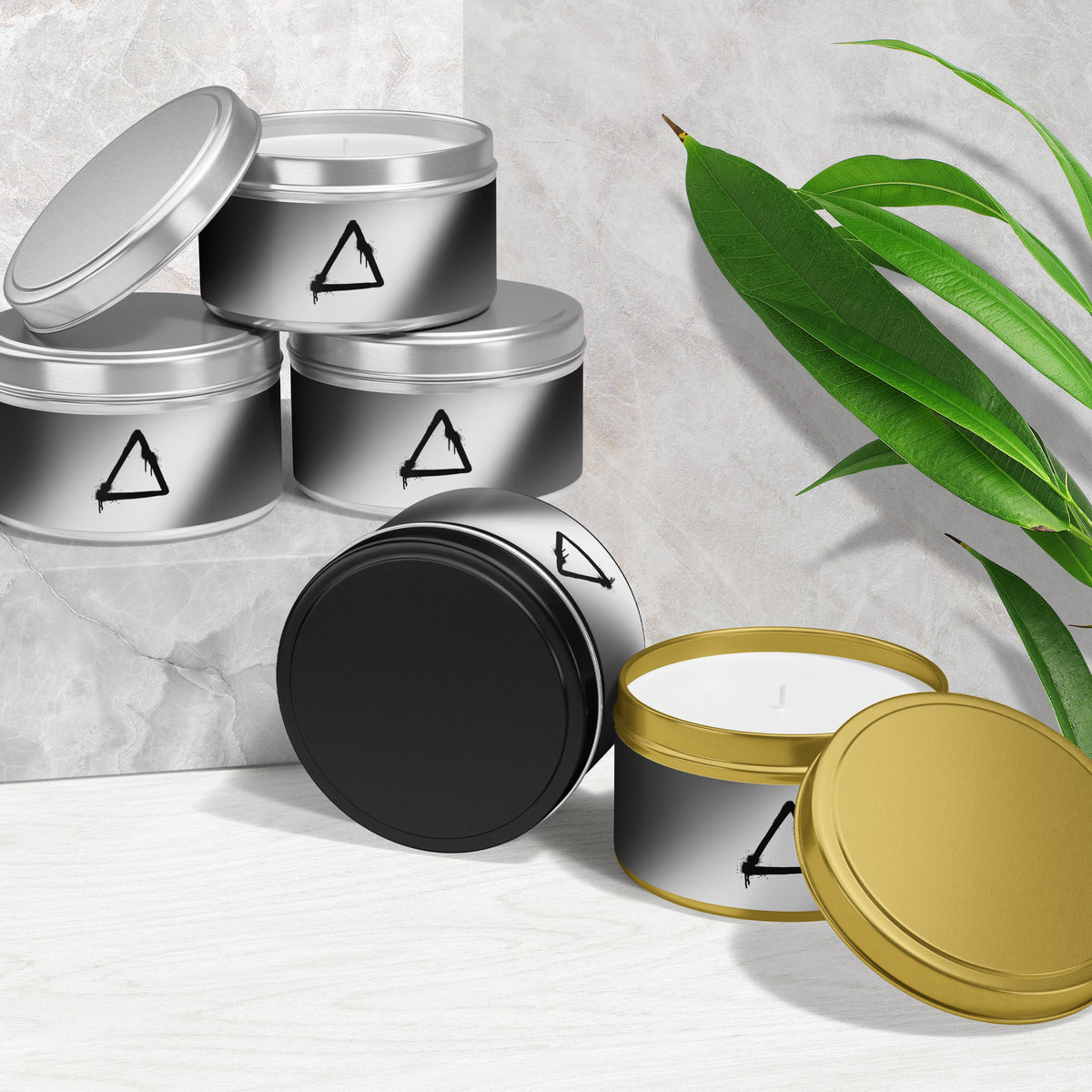 RisingTriangle Tin Candle 02 Silver