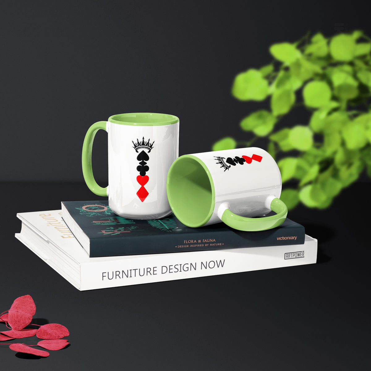RoyalSuitStack Ceramic Mug 02 White Lightgreen