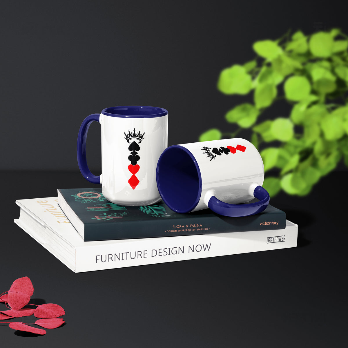 RoyalSuitStack Ceramic Mug 02 White Navy