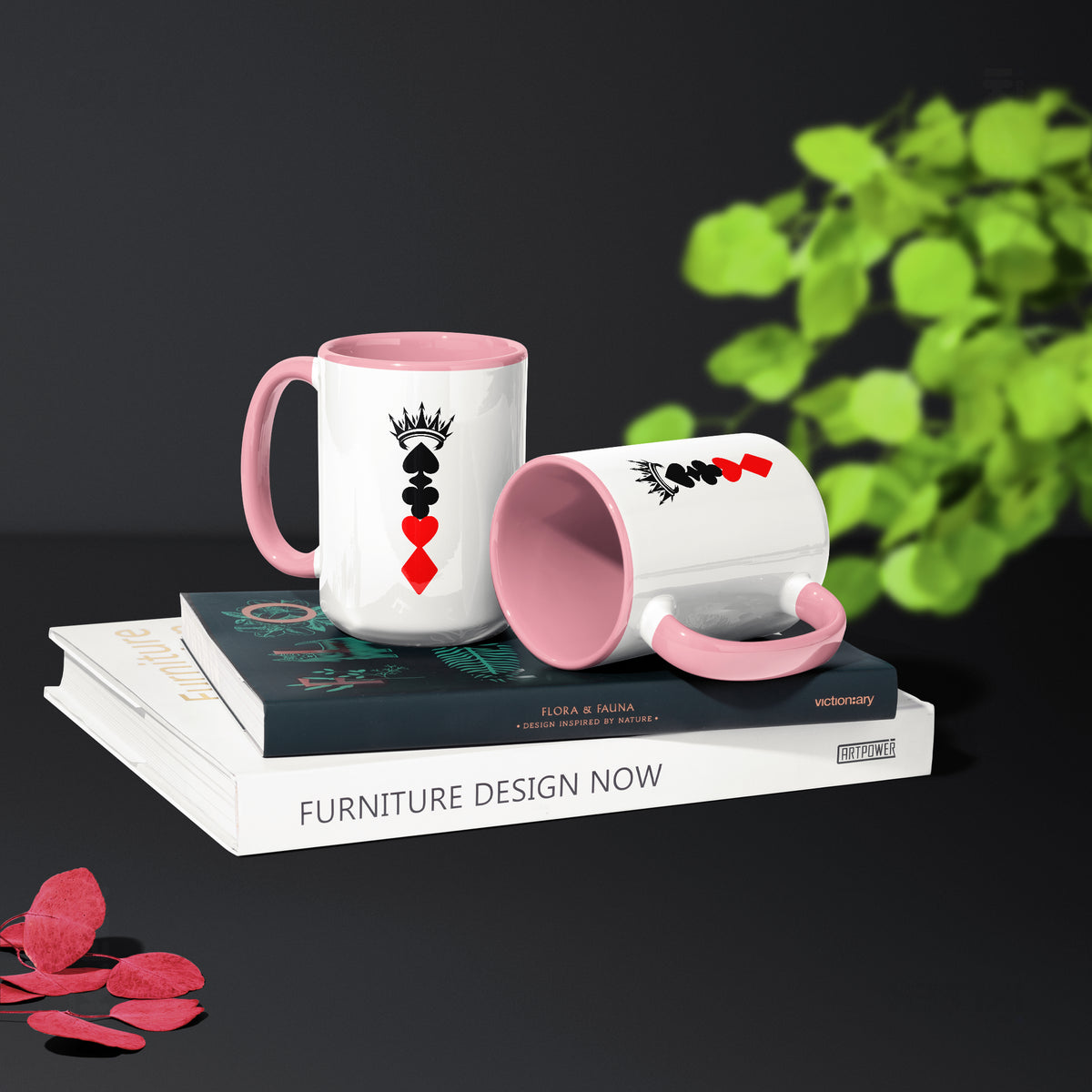 RoyalSuitStack Ceramic Mug 02 White Pink