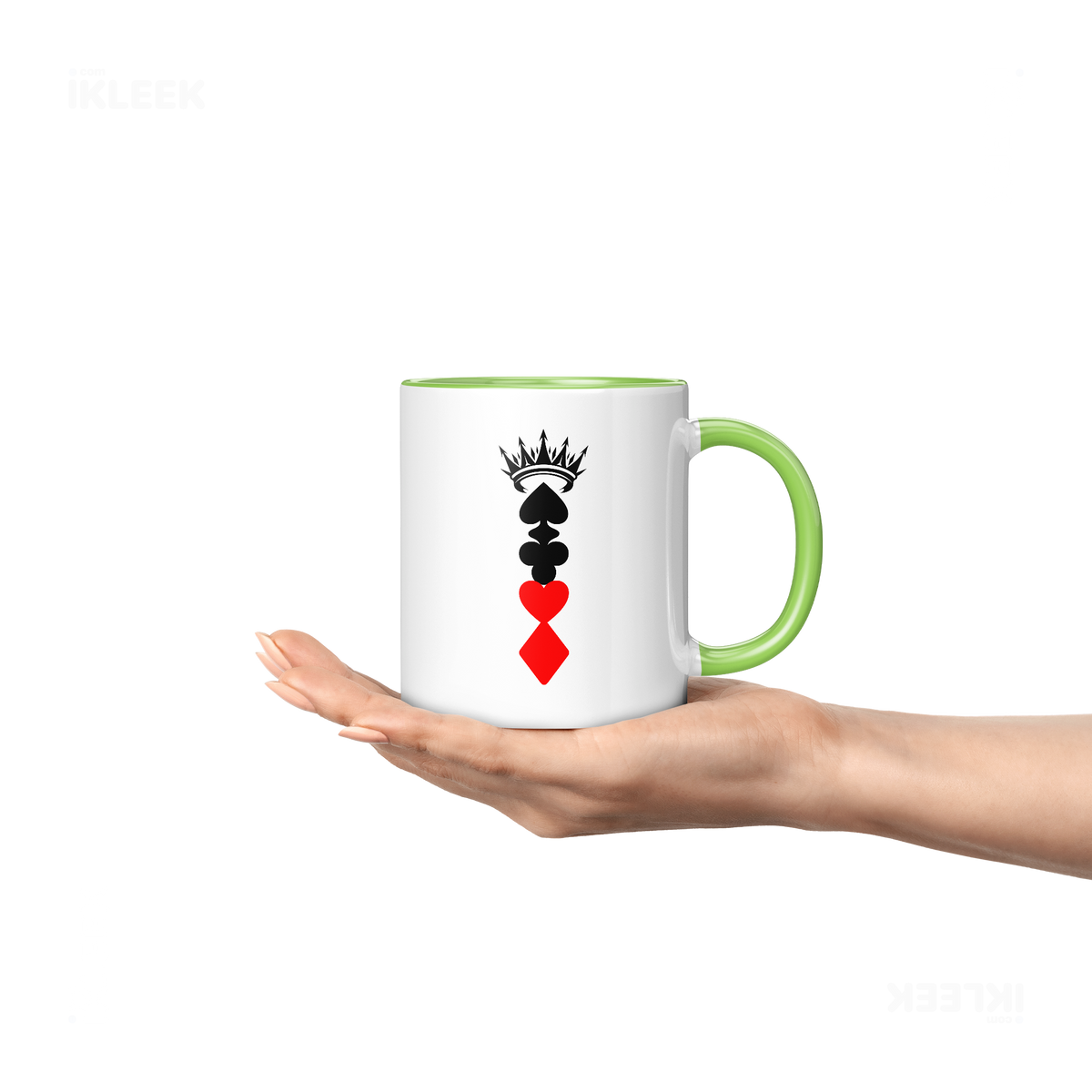 RoyalSuitStack Ceramic Mug 04 White Lightgreen
